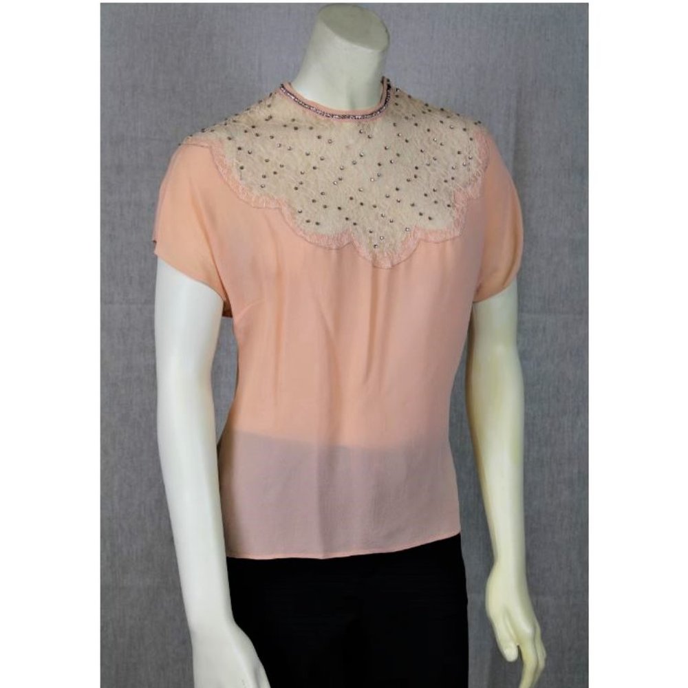 Handmade vintage peach cream shirt